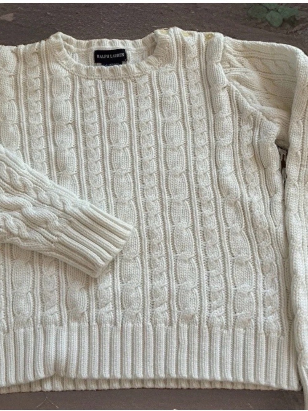 Ralph Lauren Cream Cable Knit Crewneck Sweater